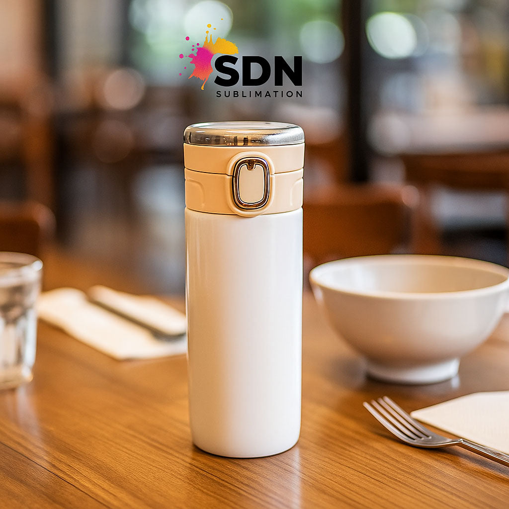 Vaso inteligente al vacío blanco de 400 ml para sublimación – Acabado de goma