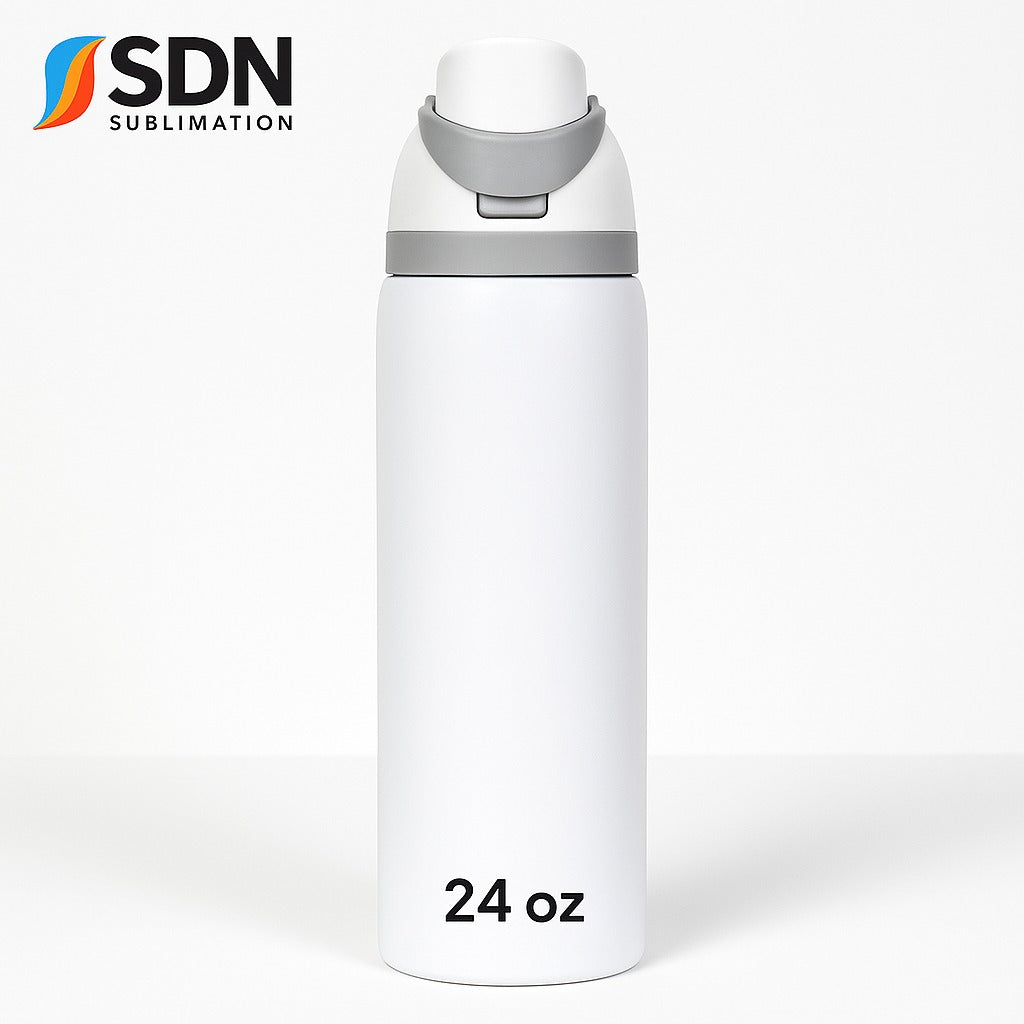 Lot de 25 bouteilles d'eau blanches brillantes de style Owala de 24 oz (coût unitaire 8,50 $)