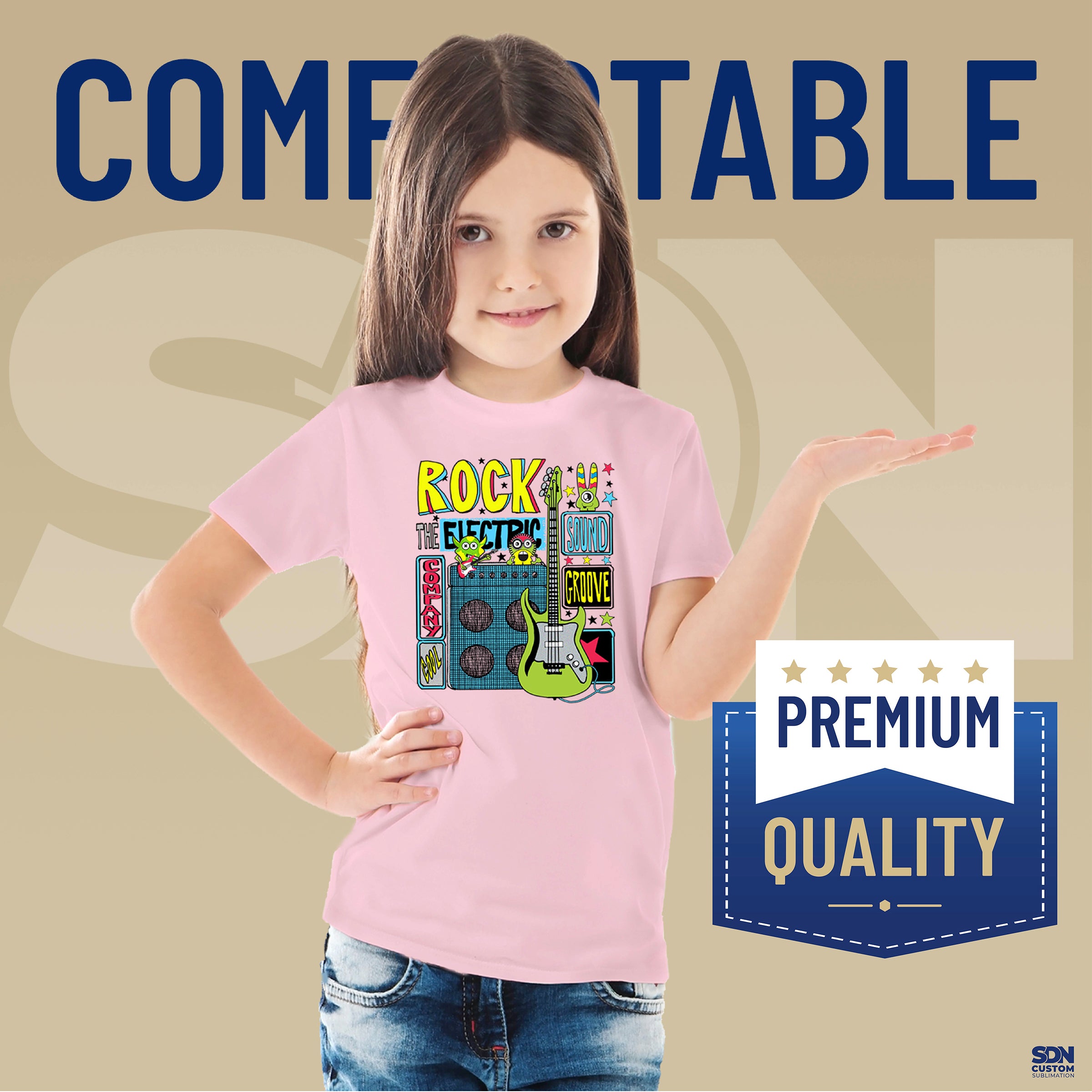 5 Pack Kids Sublimation T Shirts Pink 95 Polyester 5 Spandex