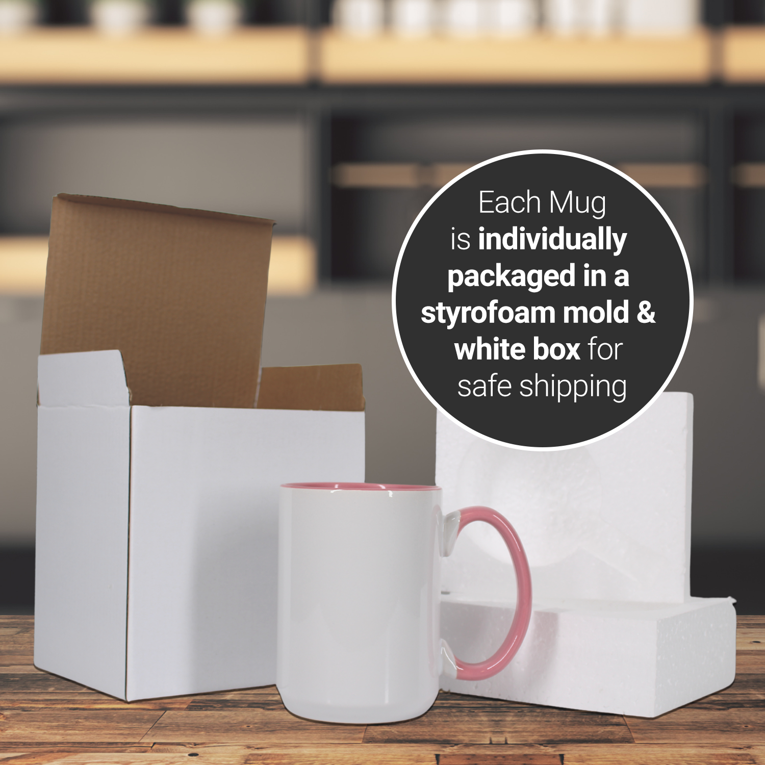 MUGSIE 24 Pcs 15oz Sublimation Mugs With Gift Mug Box. Mugs - Cardboard Box  with Foam Supports
