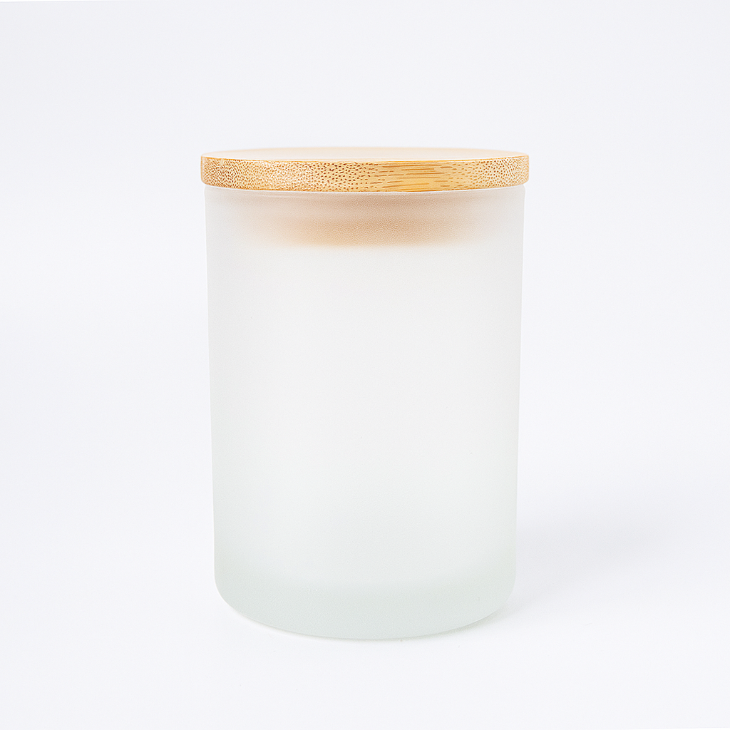 10oz Frosted White Glass Jar for Sublimation – Candle Jar Compatible with Bamboo Lid