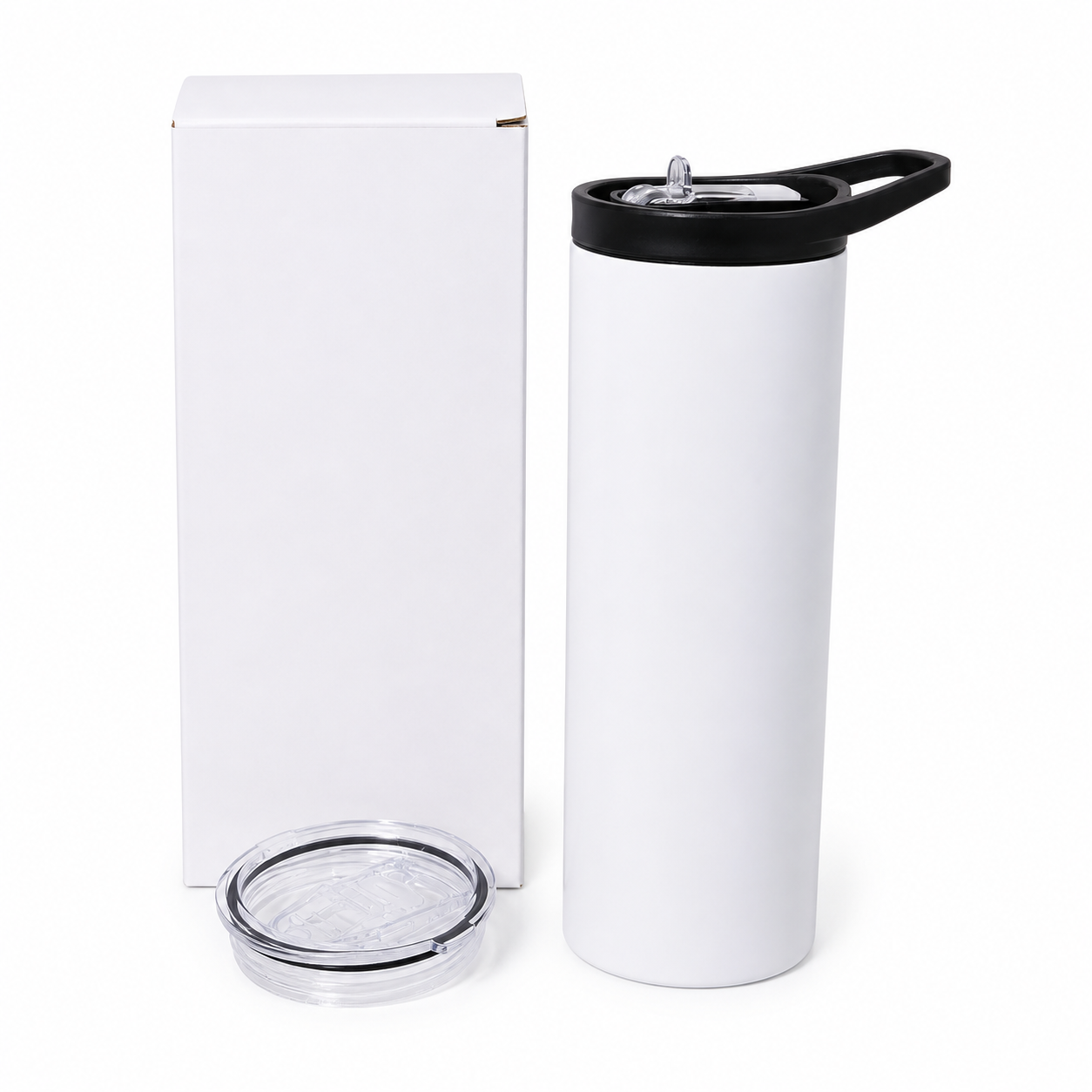 24 PACK MAT-20 OZ ($8.00 cost unit)Mat  Sublimation  20oz FLAT Straight Skinny  Tumbler- -straight-stainless steel (Double insulated hot- cold 8 hours)straw-cleaning brush