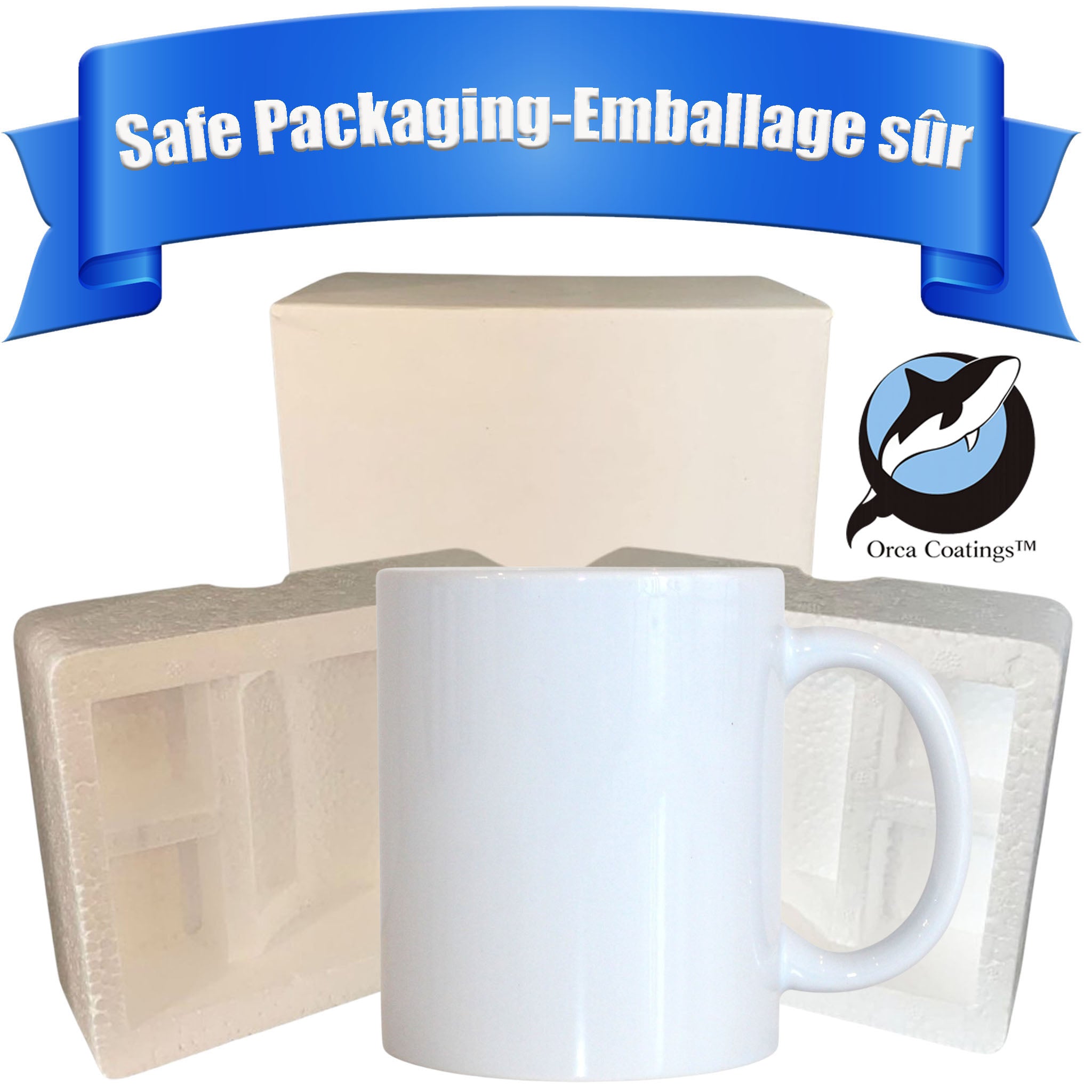 24 PAQUETS-BLANC-11 OZ (2,63 $ Coût .unité) Tasses de sublimation blanches de 11 oz avec revêtement AAA - | Emballage renforcé en polystyrène expansé "WH"