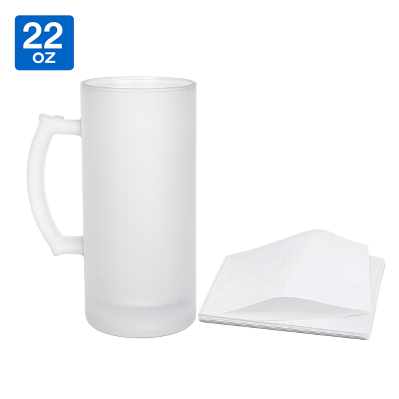 4 pack(Cost . unit $5.00) Sublimation 22oz Frosted Beer Stein(shrink wrap included/inclus)