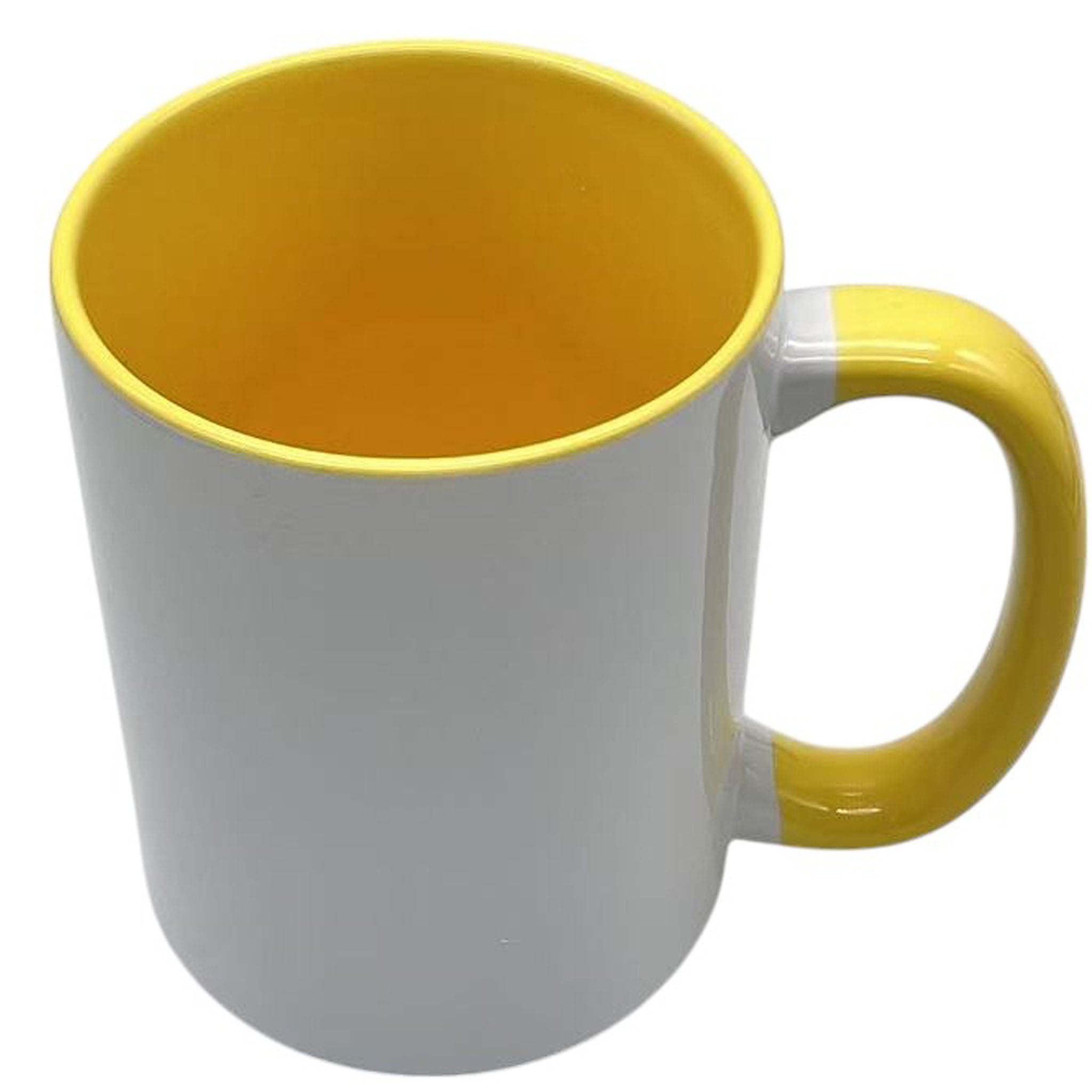 6 Pack-YELLOW-15 OZ ($3.16 Cost . unit)15 once White sublimation mugs inner color  YELLOW and handle with reinforced foam box packaging
