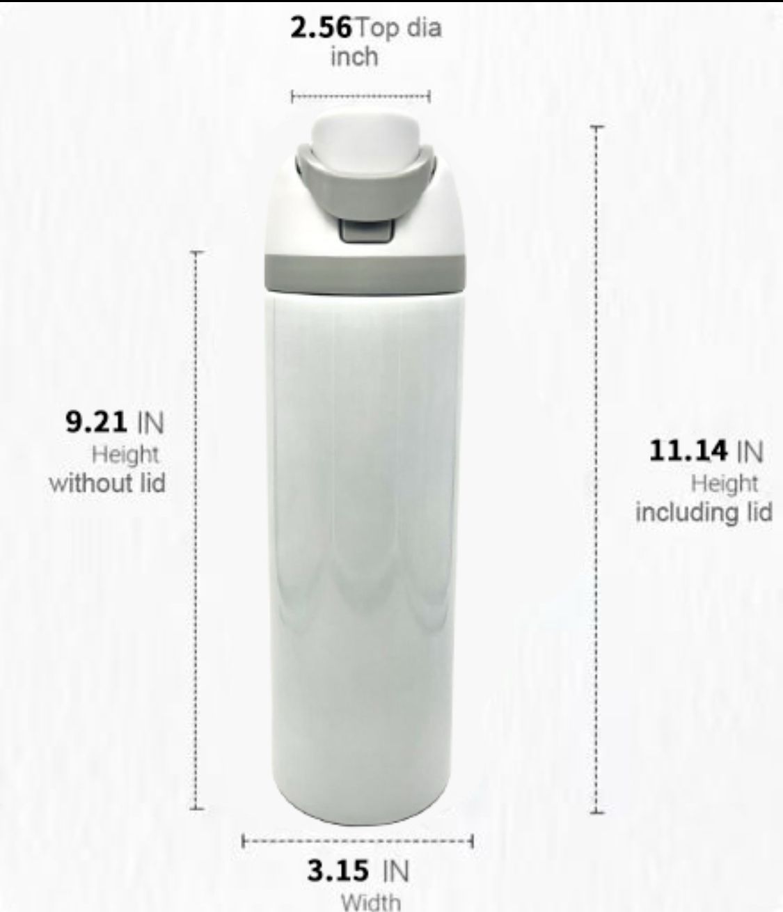 Lot de 25 bouteilles d'eau blanches brillantes de style Owala de 24 oz (coût unitaire 8,50 $)