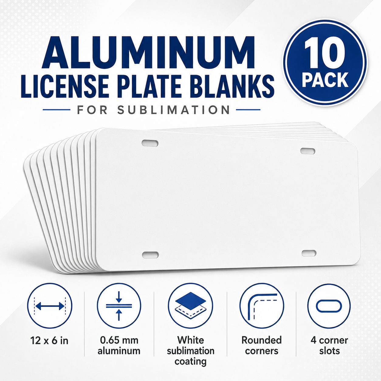 Sublimation aluminum license plate blanks 12 x 6 inch 10 pack